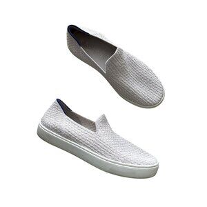 Rothys Womens Sz 9 White Slip-On Sneakers Woven Knit Fabric Comfortable